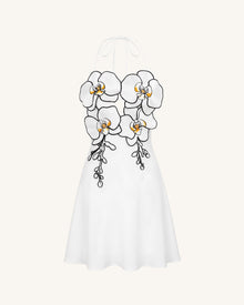 Orchid Embroidered Halter Mini Dress - White