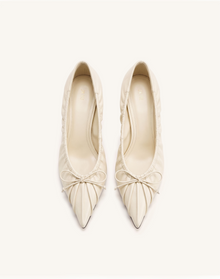 Sofia Ruched Pointed-Toe Pumps - Beige