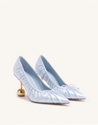 Sofia Ruched Satin Pointed-Toe Pumps - Blue