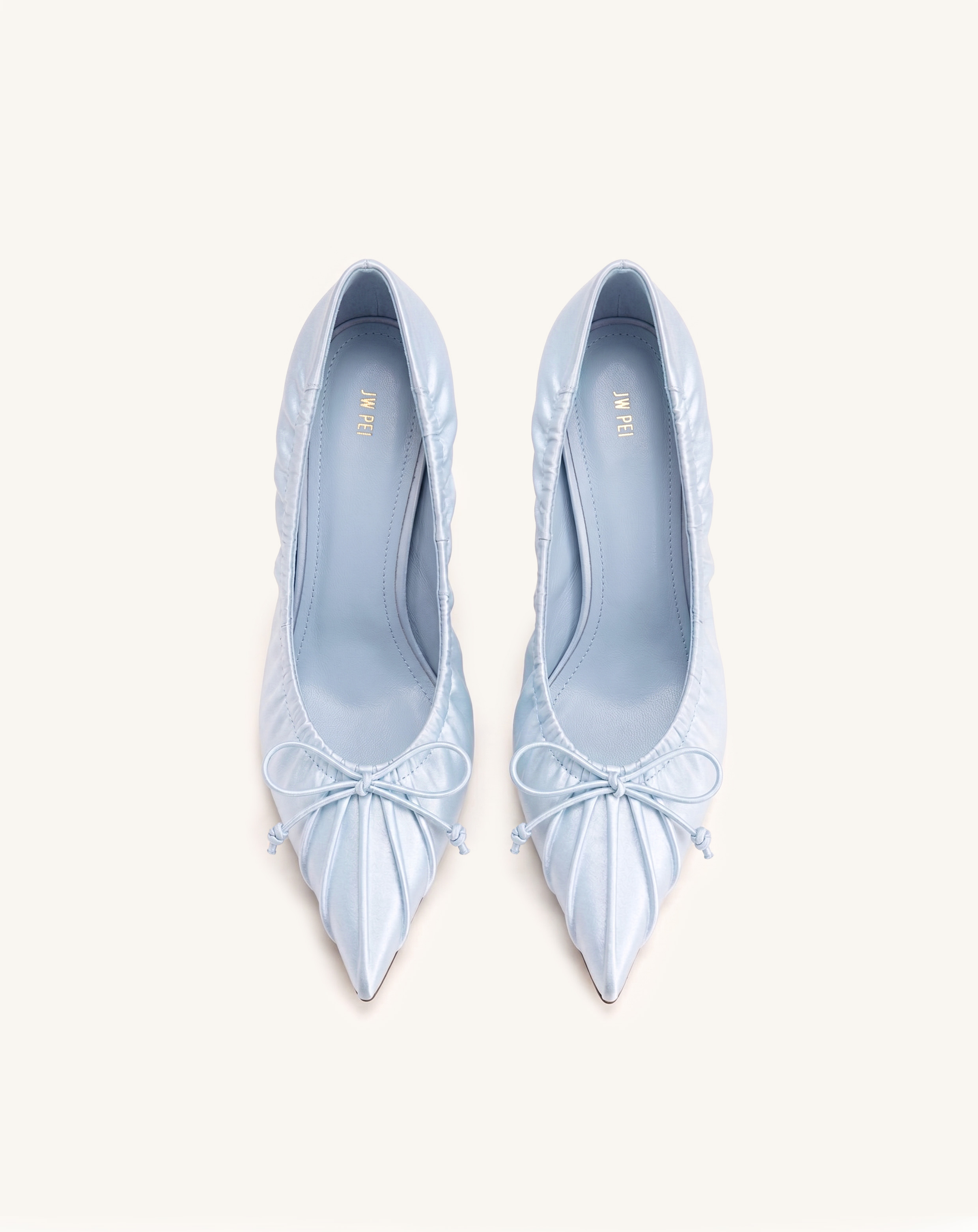 Sofia Ruched Satin Pointed-Toe Pumps - Blue