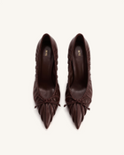Sofia Ruched Pointed-Toe Pumps - Claret Red