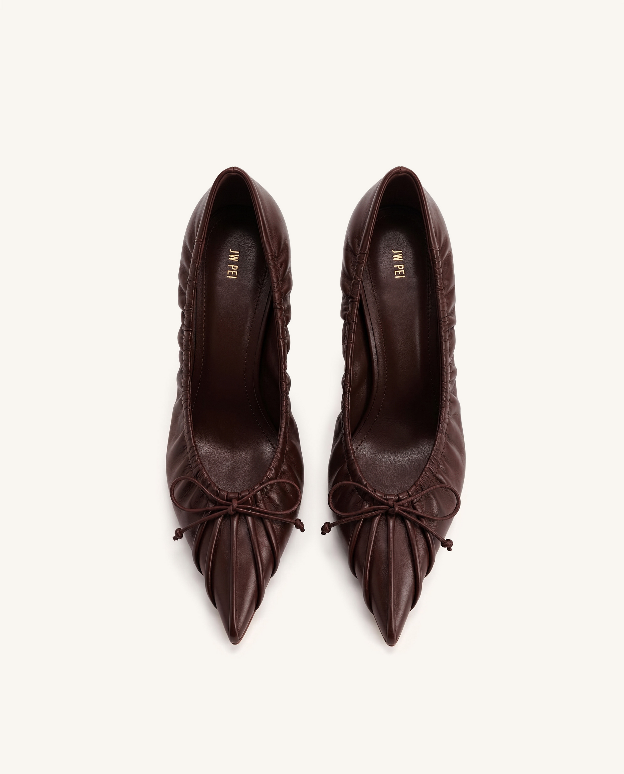 Sofia Ruched Pointed-Toe Pumps - Claret Red