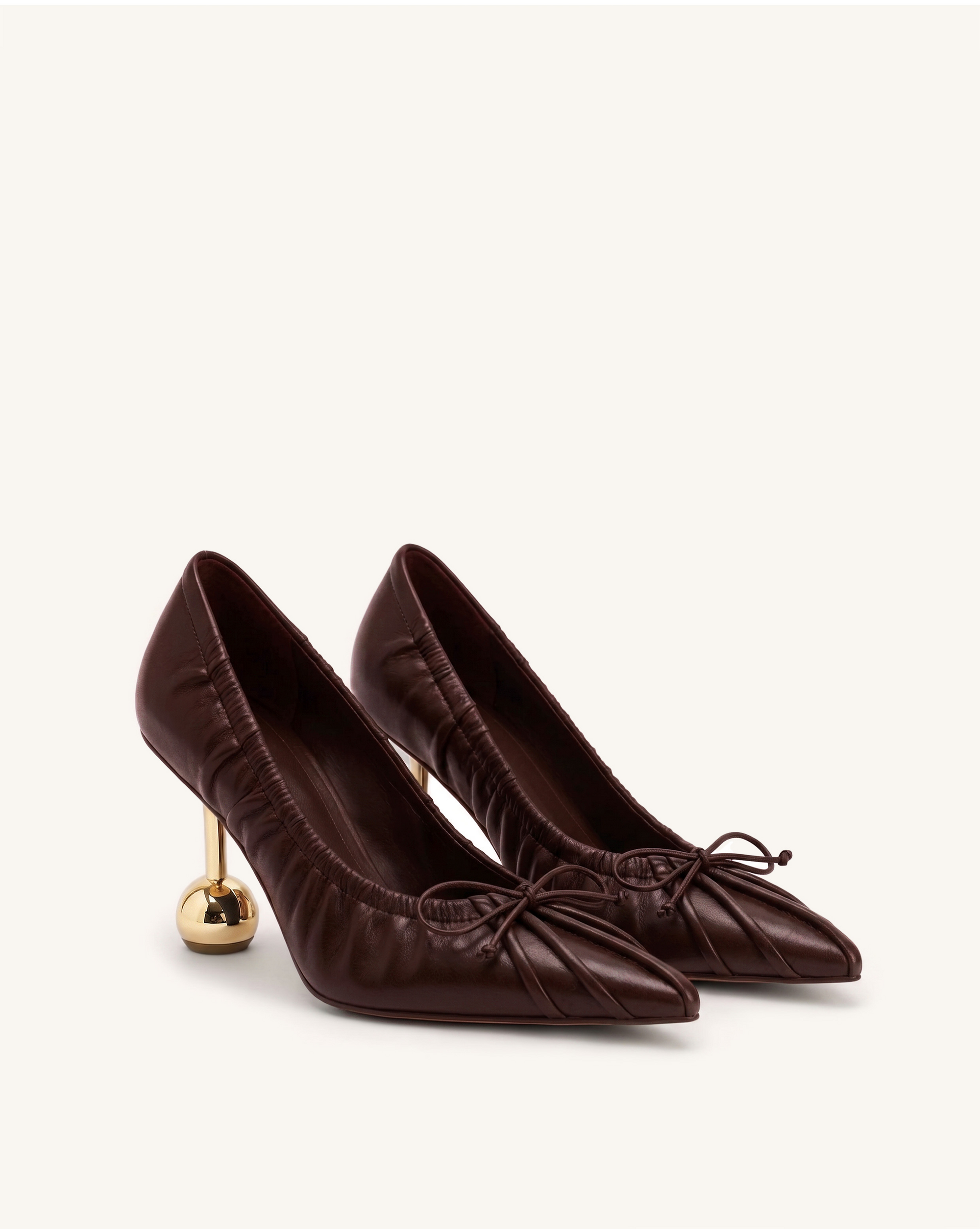 Sofia Ruched Pointed-Toe Pumps - Claret Red