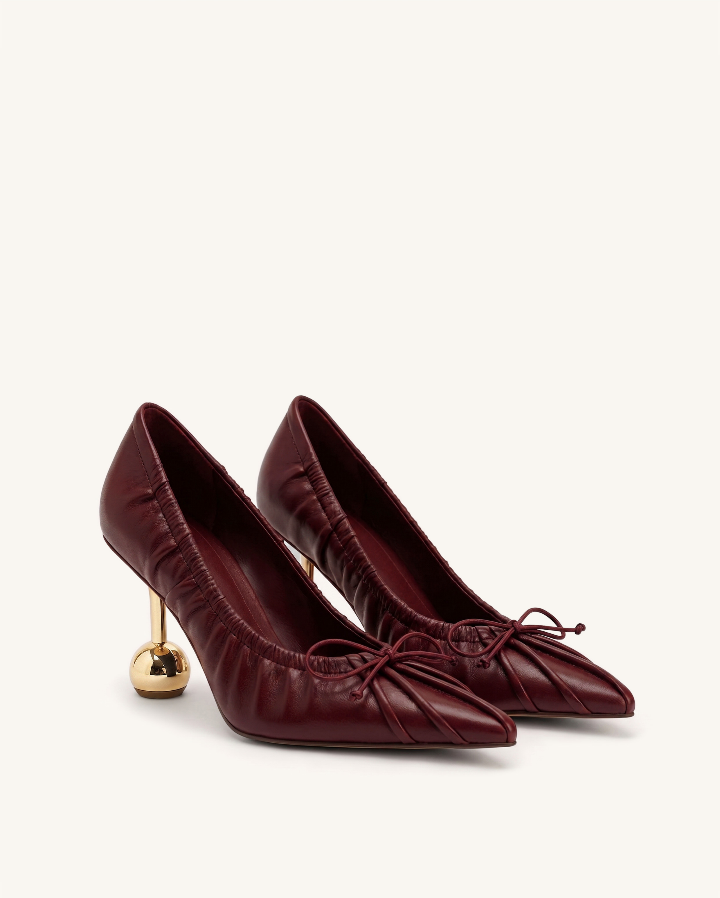 Sofia Ruched Pointed-Toe Pumps - Red