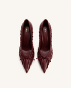 Sofia Ruched Pointed-Toe Pumps - Red