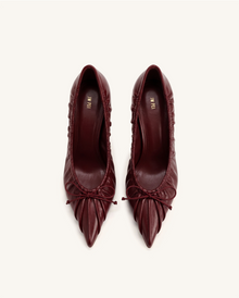 Sofia Ruched Pointed-Toe Pumps - Red