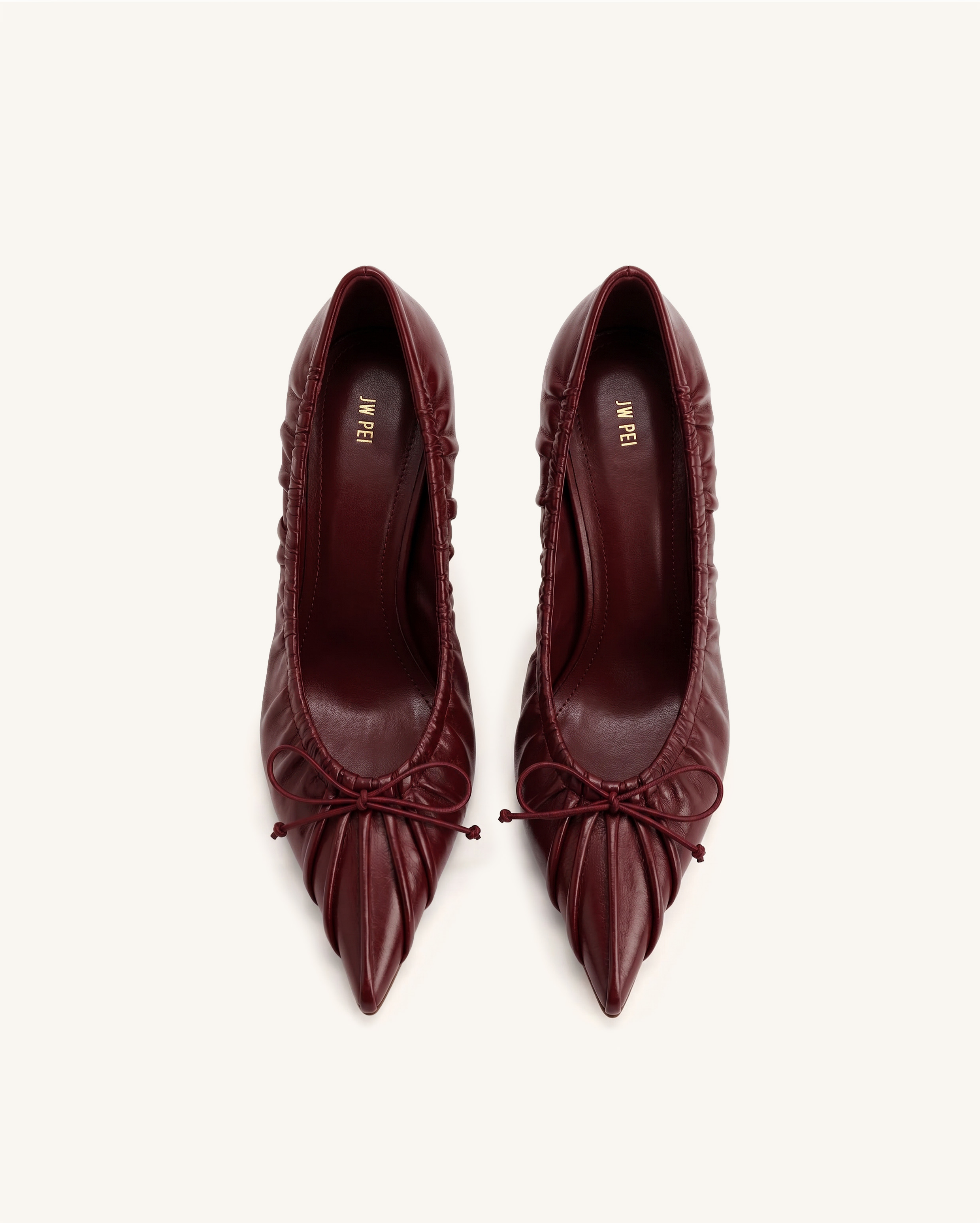 Sofia Ruched Pointed-Toe Pumps - Red