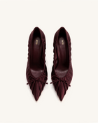 Sofia Ruched Satin Pointed-Toe Pumps - Burgundy