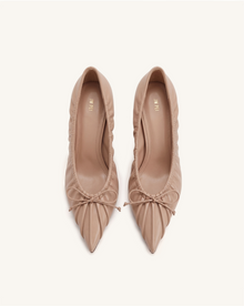 Sofia Ruched Pointed-Toe Pumps - Khaki