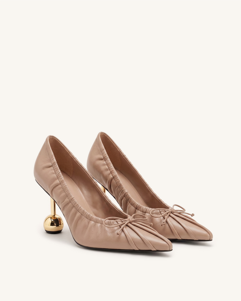 Sofia Ruched Pointed-Toe Pumps - Khaki