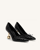 Sofia Ruched Pointed-Toe Pumps - Black