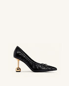 Sofia Ruched Pointed-Toe Pumps - Black