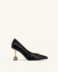 Sofia Ruched Pointed-Toe Pumps - Black