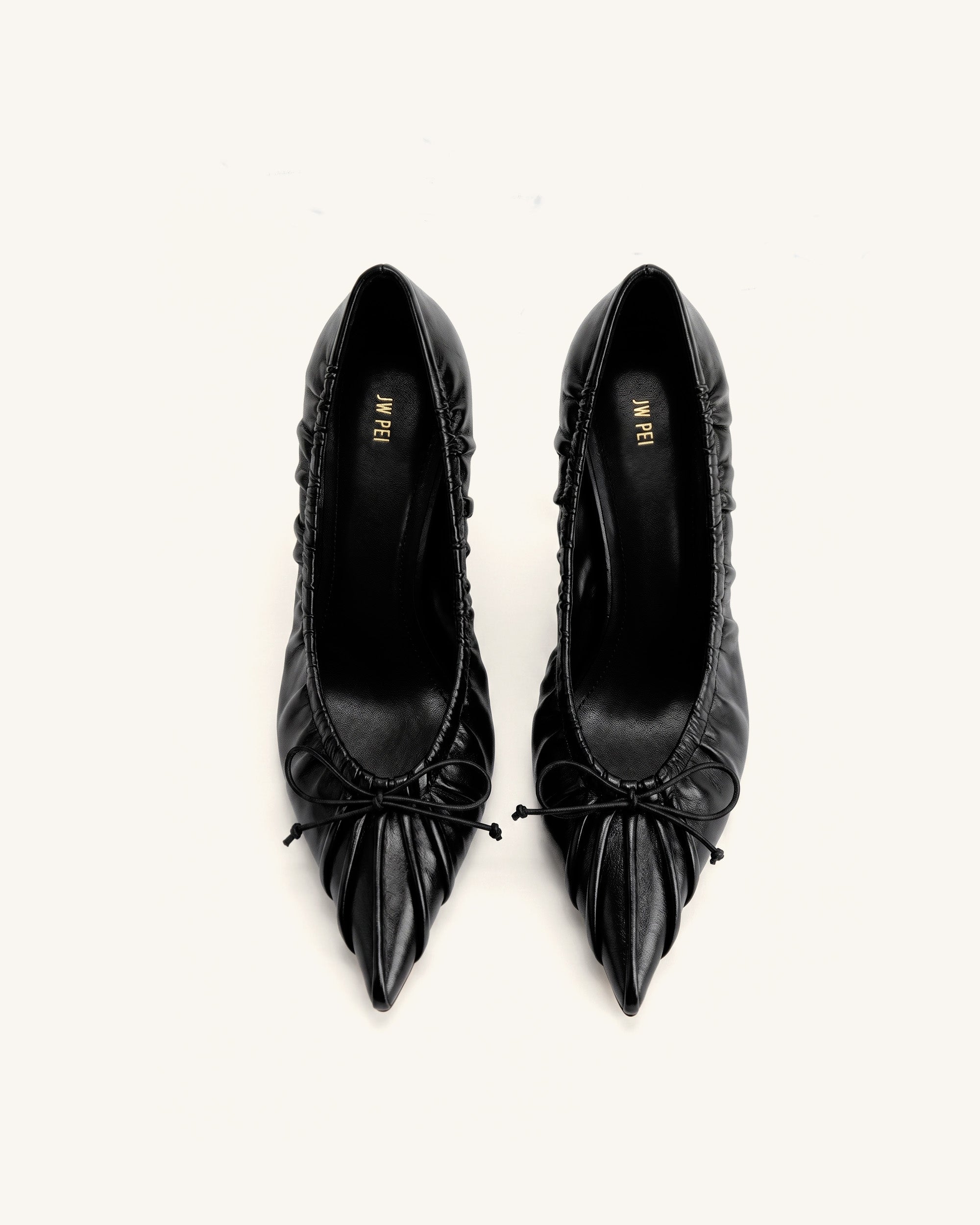 Sofia Ruched Pointed-Toe Pumps - Black