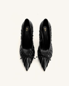 Sofia Ruched Pointed-Toe Pumps - Black