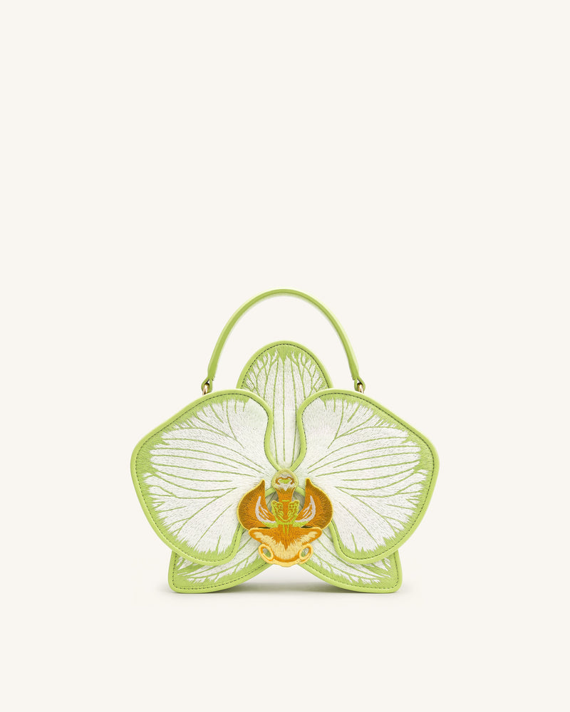 Flora Orchid Shaped Top Handle Bag - Light Green