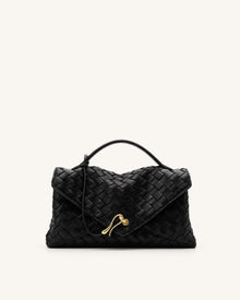 Celeste Woven Envelope Bag - Black