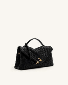 Celeste Woven Envelope Bag - Black