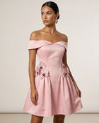 Orchid Embellished Fit-and-Flare Mini Dress - Blush Pink