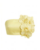 Orchid Embellished Bandeau Crop Top - Yellow