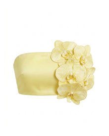 Orchid Embellished Bandeau Crop Top - Yellow