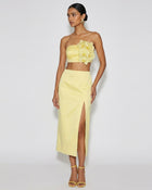 Orchid Embellished Bandeau Crop Top - Yellow