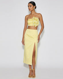 Orchid Embellished Bandeau Crop Top - Yellow
