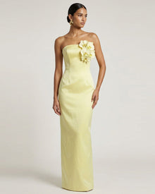 Orchid Embellished Strapless Maxi Dress - Yellow