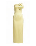 Orchid Embellished Strapless Maxi Dress - Yellow