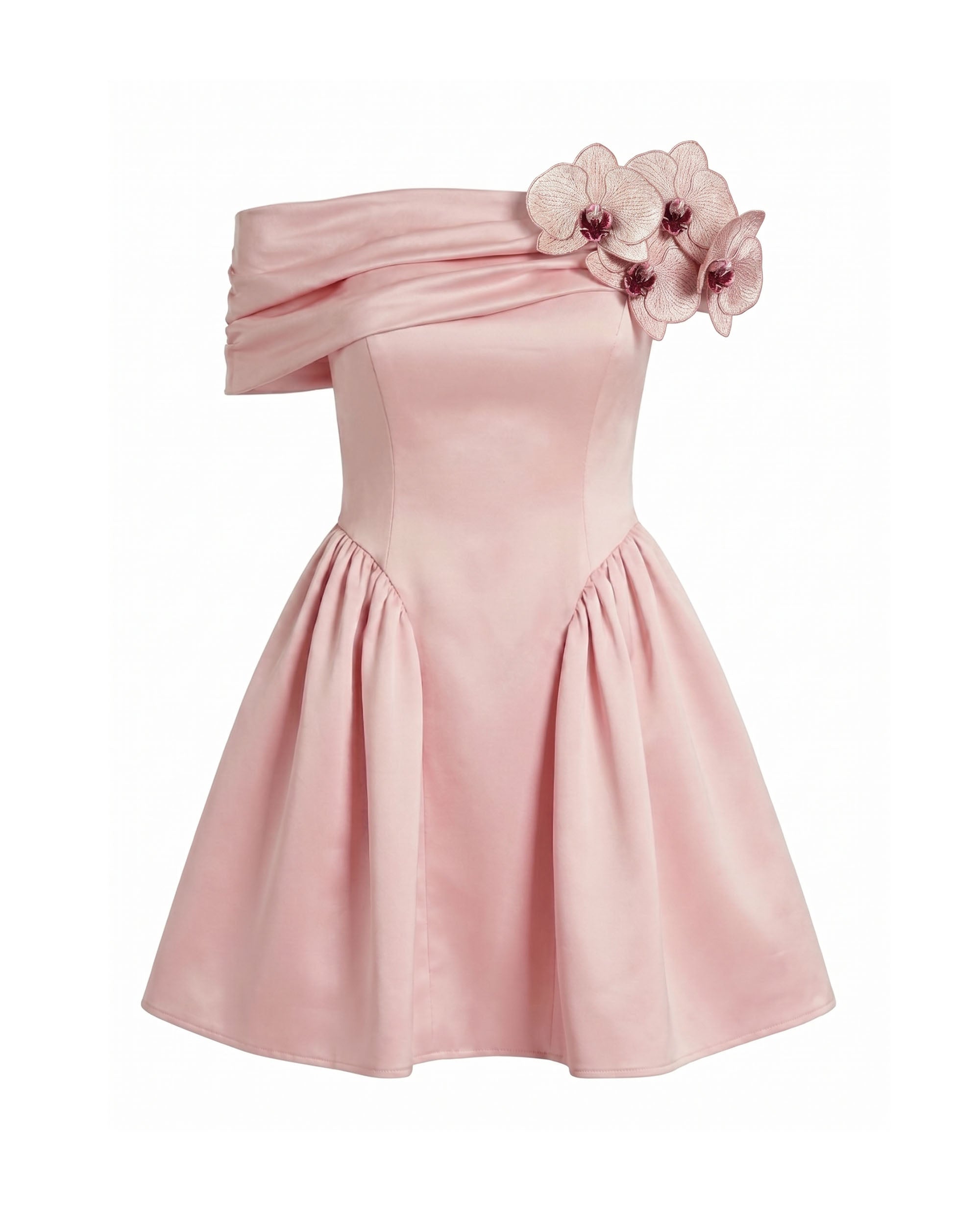 Orchid Embellished Off-Shoulder Mini Dress - Blush Pink