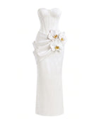 Orchid Embellished Corset Maxi Dress - White