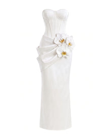 Orchid Embellished Corset Maxi Dress - White