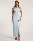 Orchid Embroidered Off-Shoulder Maxi Dress - Blue