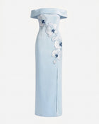 Orchid Embroidered Off-Shoulder Maxi Dress - Blue