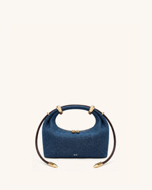 Ellie Metal Ring Embellished Top Handle Bag - Blue Denim