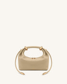 Ellie Metal Ring Embellished Top Handle Bag - Beige