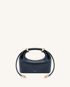 Ellie Metal Ring Embellished Top Handle Bag - Navy