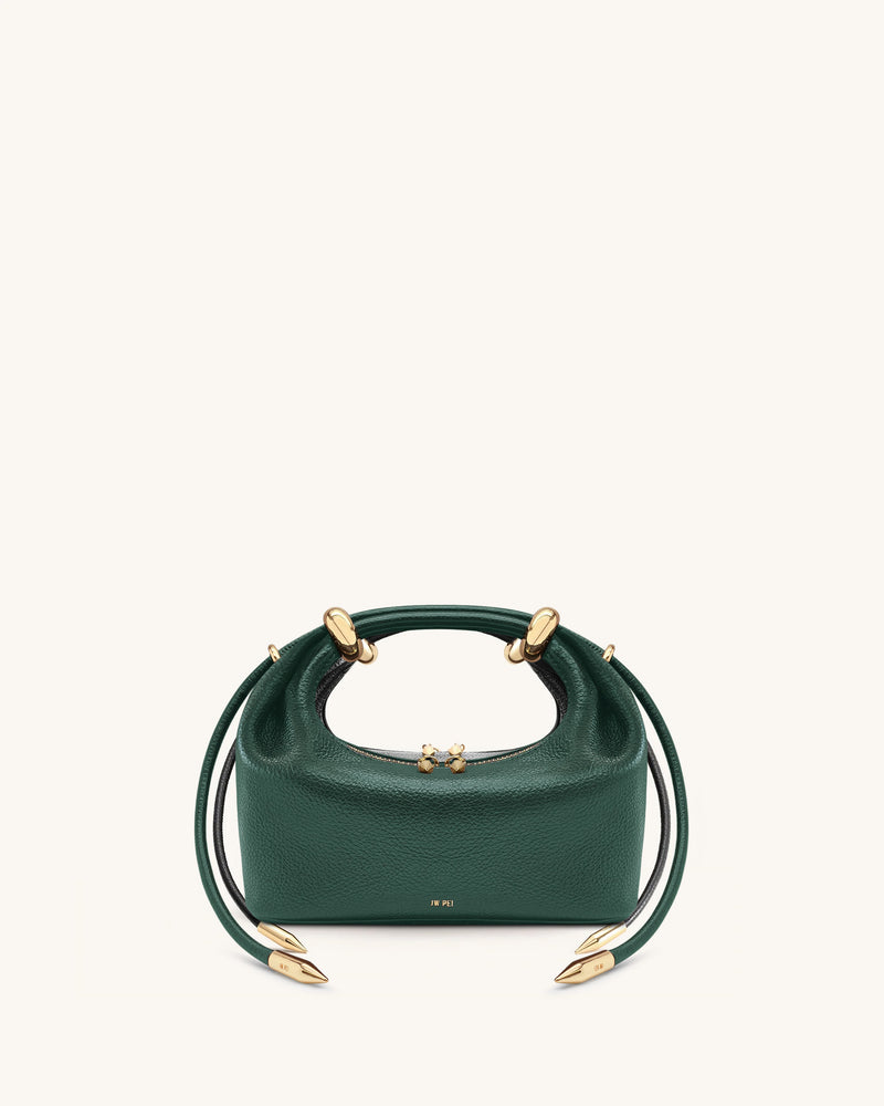 Ellie Metal Ring Embellished Top Handle Bag - Forest Green