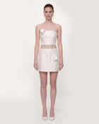 Floral Appliqué Mini Skirt - White