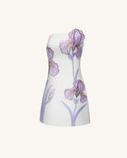 Iris Floral Print Strapless Dress - White