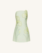 Iris Floral Print Strapless Dress - Green