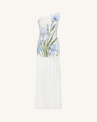 Floral One Shoulder Maxi Dress - White