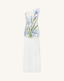Floral One Shoulder Maxi Dress - White