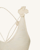Textured Knit Halter Maxi Dress - Cream