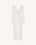 Pointelle Knit Keyhole Maxi Dress - White