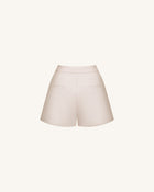 Woven Cotton Tailored Shorts - Beige
