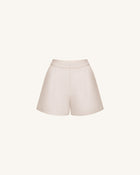 Woven Cotton Tailored Shorts - Beige