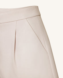 Woven Cotton Tailored Shorts - Beige