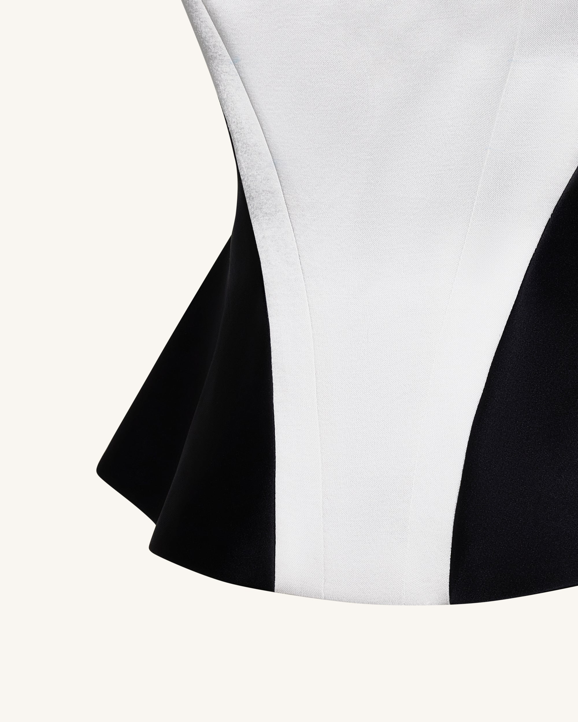 Monochrome Paneled Square-Neck Peplum Top - Black