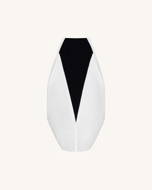 Monochrome Paneled Structured Pannier Maxi Skirt - Black